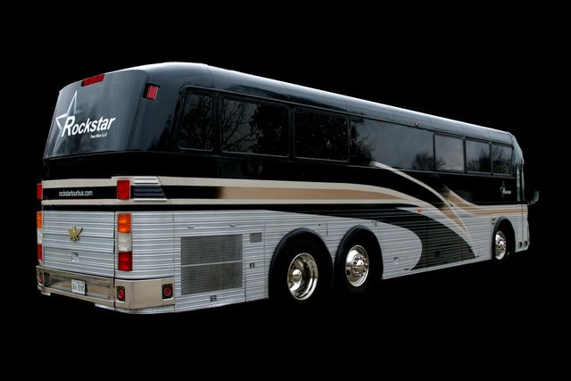 Rear three-quarter view of the coach
