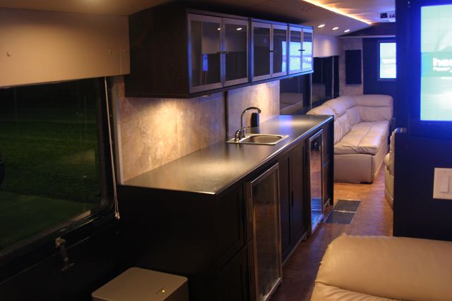 Bar and lounge seen from the aisle